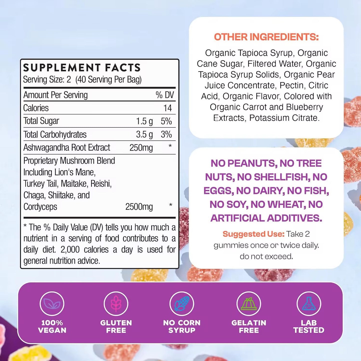 Organic Functional Mushroom Gummies
Daily Mind + Body Support in Every Bite