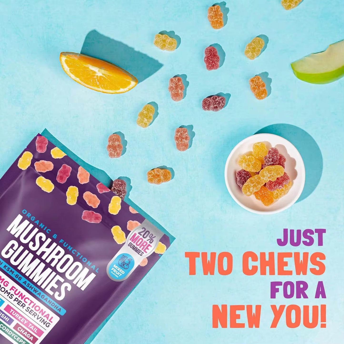 Organic Functional Mushroom Gummies
Daily Mind + Body Support in Every Bite